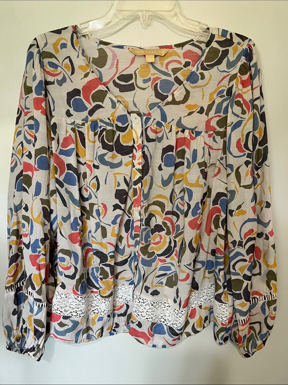 Hope & Harlow Boho Button-Front Blouse